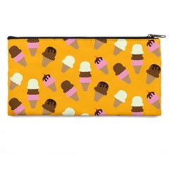 Ice cream on an orange background pattern                                                            Pencil Case from ArtsNow.com Back