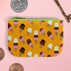 Ice cream on an orange background pattern                                                            Mini Coin Purse from ArtsNow.com Front