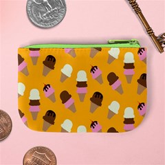 Ice cream on an orange background pattern                                                            Mini Coin Purse from ArtsNow.com Back