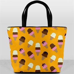 Ice cream on an orange background pattern                                                             Bucket Bag from ArtsNow.com Front