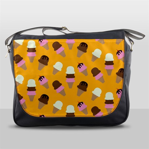 Ice cream on an orange background pattern                                                             Messenger Bag from ArtsNow.com Front