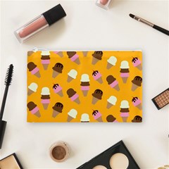 Ice cream on an orange background pattern                                                             Cosmetic Bag from ArtsNow.com Front