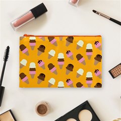 Ice cream on an orange background pattern                                                             Cosmetic Bag from ArtsNow.com Front