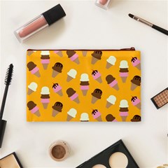 Ice cream on an orange background pattern                                                             Cosmetic Bag from ArtsNow.com Back