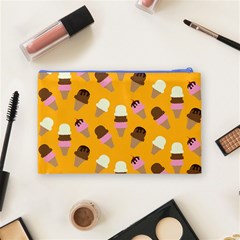 Ice cream on an orange background pattern                                                             Cosmetic Bag from ArtsNow.com Back