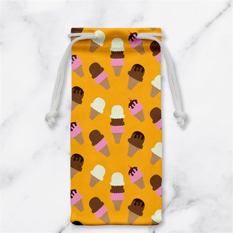 Ice cream on an orange background pattern                                                             Jewelry Bag from ArtsNow.com Front