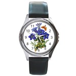 Vintage-blume-kunst-clipart-16307836606qy-removebg-preview Round Metal Watch