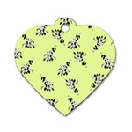 Black and white vector flowers at canary yellow Dog Tag Heart (One Side)