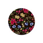 Flower wallpaper Rubber Round Coaster (4 pack) 