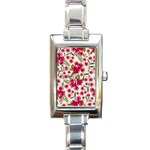 Flower Pink background Rectangle Italian Charm Watch