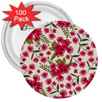 Flower Pink background 3  Buttons (100 pack) 