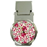 Flower Pink background Money Clip Watches