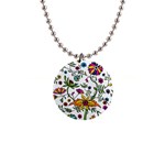 Exotic Floral 1  Button Necklace