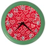 Red hearts hand drawn Color Wall Clock