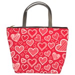 Red hearts hand drawn Bucket Bag