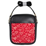 Red hearts hand drawn Girls Sling Bag