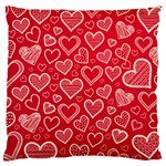 Red hearts hand drawn Large Flano Cushion Case (Two Sides)