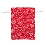 Red hearts hand drawn Lightweight Drawstring Pouch (L)