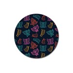 Ornamented and stylish butterflies Magnet 3  (Round)