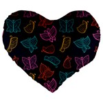 Ornamented and stylish butterflies Large 19  Premium Heart Shape Cushions