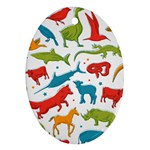 Colored animals background Oval Ornament (Two Sides)