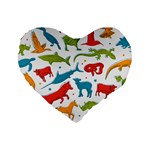 Colored animals background Standard 16  Premium Heart Shape Cushions