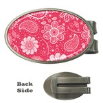 Pink floral swirl background Money Clips (Oval) 