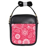 Pink floral swirl background Girls Sling Bag