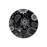 Grayscale floral swirl pattern Rubber Round Coaster (4 pack) 