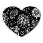 Grayscale floral swirl pattern Heart Mousepads