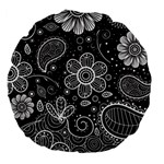 Grayscale floral swirl pattern Large 18  Premium Flano Round Cushions