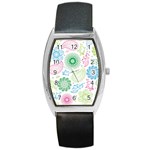 Pasley and flowers pattern Barrel Style Metal Watch
