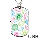 Pasley and flowers pattern Dog Tag USB Flash (Two Sides)