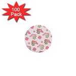 Pink floral pattern background 1  Mini Buttons (100 pack) 