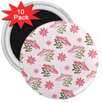 Pink floral pattern background 3  Magnets (10 pack) 