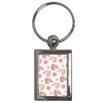 Pink floral pattern background Key Chain (Rectangle)