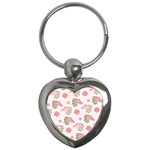 Pink floral pattern background Key Chain (Heart)