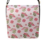 Pink floral pattern background Flap Closure Messenger Bag (L)