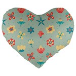 Soft tones floral pattern background Large 19  Premium Flano Heart Shape Cushions