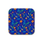 Bright and colorful floral pattern Rubber Coaster (Square) 