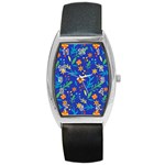 Bright and colorful floral pattern Barrel Style Metal Watch