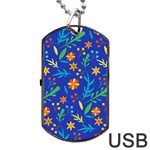 Bright and colorful floral pattern Dog Tag USB Flash (Two Sides)