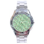 Spring Flowers Pattern Stainless Steel Analogue Watch