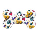Bright Day of the Dead seamless pattern Dog Tag Bone (Two Sides)