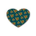 Sunflowers pattern Rubber Coaster (Heart) 