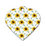 Delicate sunflower seamless pattern Dog Tag Heart (One Side)