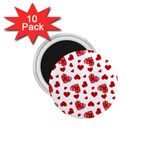 Valentine s stamped hearts pattern 1.75  Magnets (10 pack) 