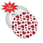 Valentine s stamped hearts pattern 2.25  Buttons (10 pack) 