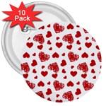 Valentine s stamped hearts pattern 3  Buttons (10 pack) 