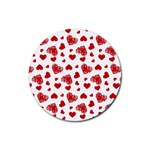 Valentine s stamped hearts pattern Rubber Coaster (Round) 